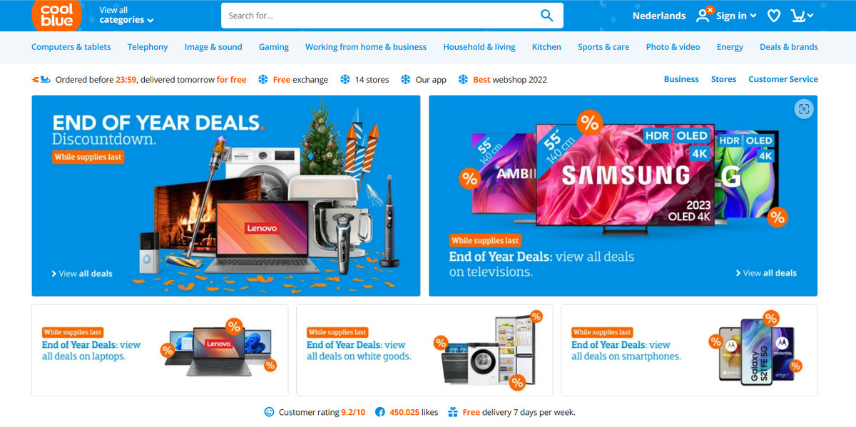 Coolblue - one of the largest ecommerce platforms in 2024
